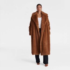 KBB by KAHLANA Women's 'The Oversized Faux Fur Trench Coat' Teddy Brown XS